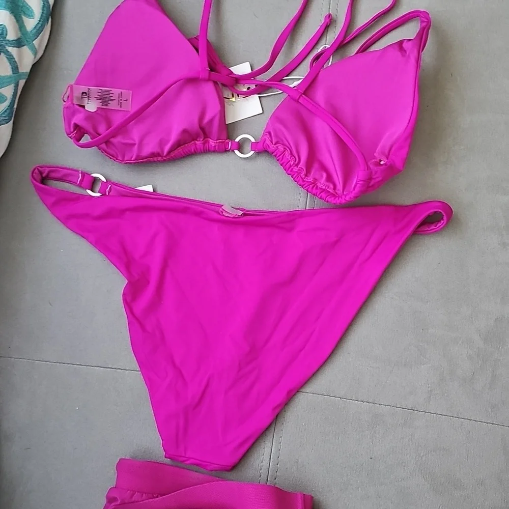 NWT TiniBikini Fuchsia Bikini 3 PIECE Set
